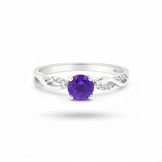 Round Cut Amethyst Ring 2.80 Ct. 925 Sterling Silver Eternity Band Gift for Her