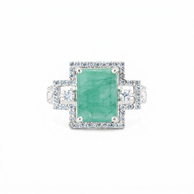 Emerald Gemstone Ring 1.85 Ct. Emerald Cut 925 Sterling Silver Mother's Day Gift