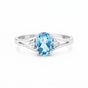 2.45 Ct. Blue Aquamarine Ring Oval Cut 925 Sterling Silver Eternity Band Fine Gi