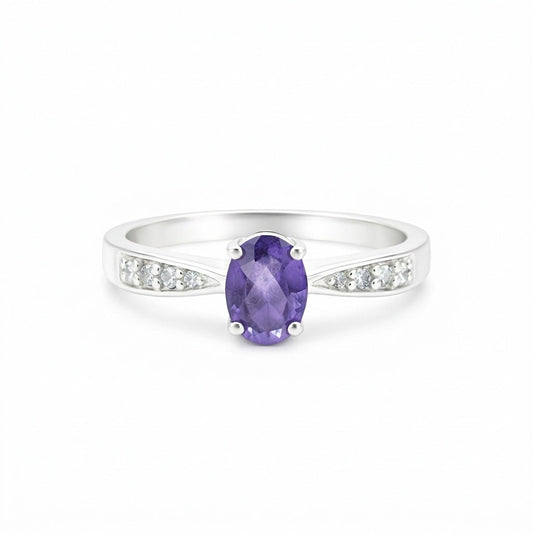 Amethyst Oval Cut 3.65 Ct. Gemstone Ring 925 Sterling Silver Women Gift