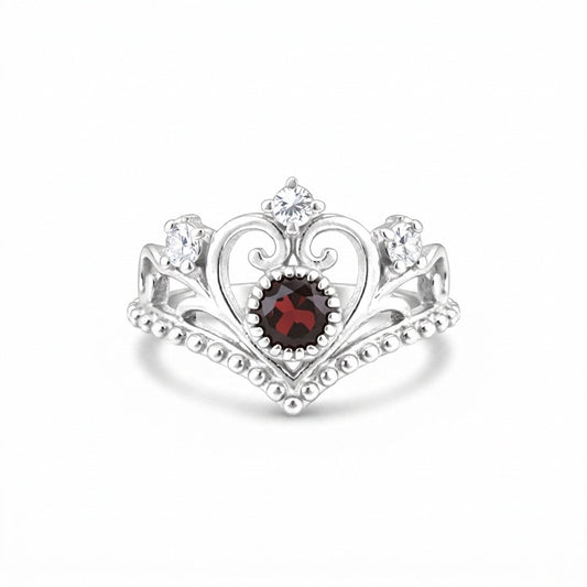 Red Garnet Solitaire Ring 4.50 Ct. Round Cut 925 Sterling Silver Stackable Band