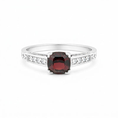 Garnet Oval Solitaire Ring 1.25 Ct. 925 Sterling Silver Birthday Fine Jewelry Gi