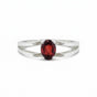 Red Garnet Solitaire Ring 3.73 Ct. Oval Cut 925 Sterling Silver Stackable Band