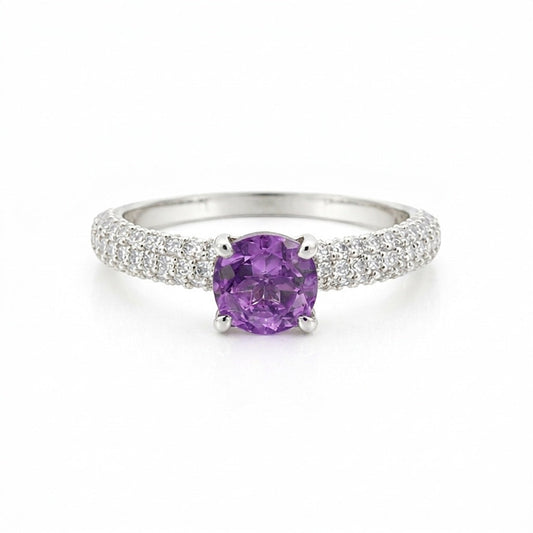 Oval Cut Purple Amethyst 5.00 Ct Ring in 925 Sterling Silver for Women