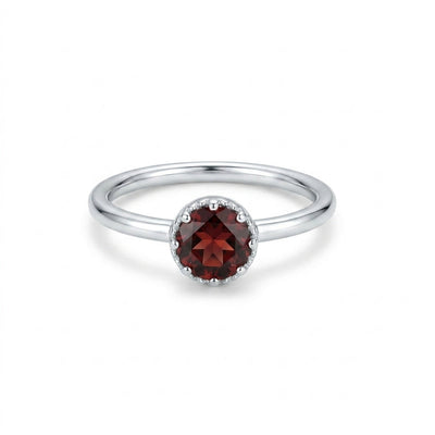 Jewelry Round Cut Red Garnet Ring in 925 Sterling Silver for Her Statement Piece