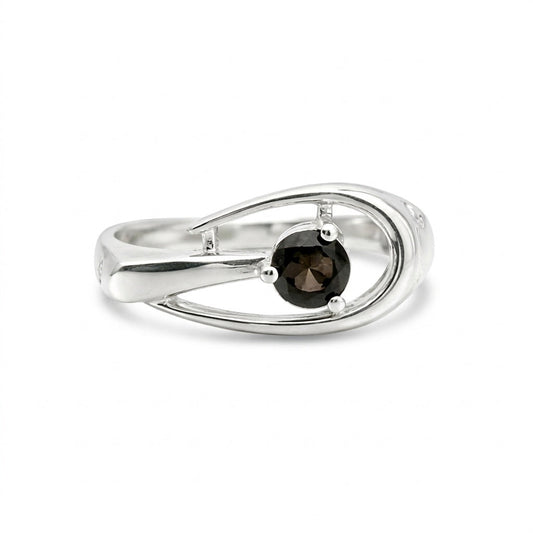 Certified Round Brown Topaz Ring in 925 Sterling Silver for Women Cocktail Style