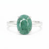 Certified Oval Cut Green Emerald 3.50 Ct Ring in 925 Sterling Silver for Women