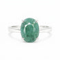 Certified Oval Cut Green Emerald 3.50 Ct Ring in 925 Sterling Silver for Women