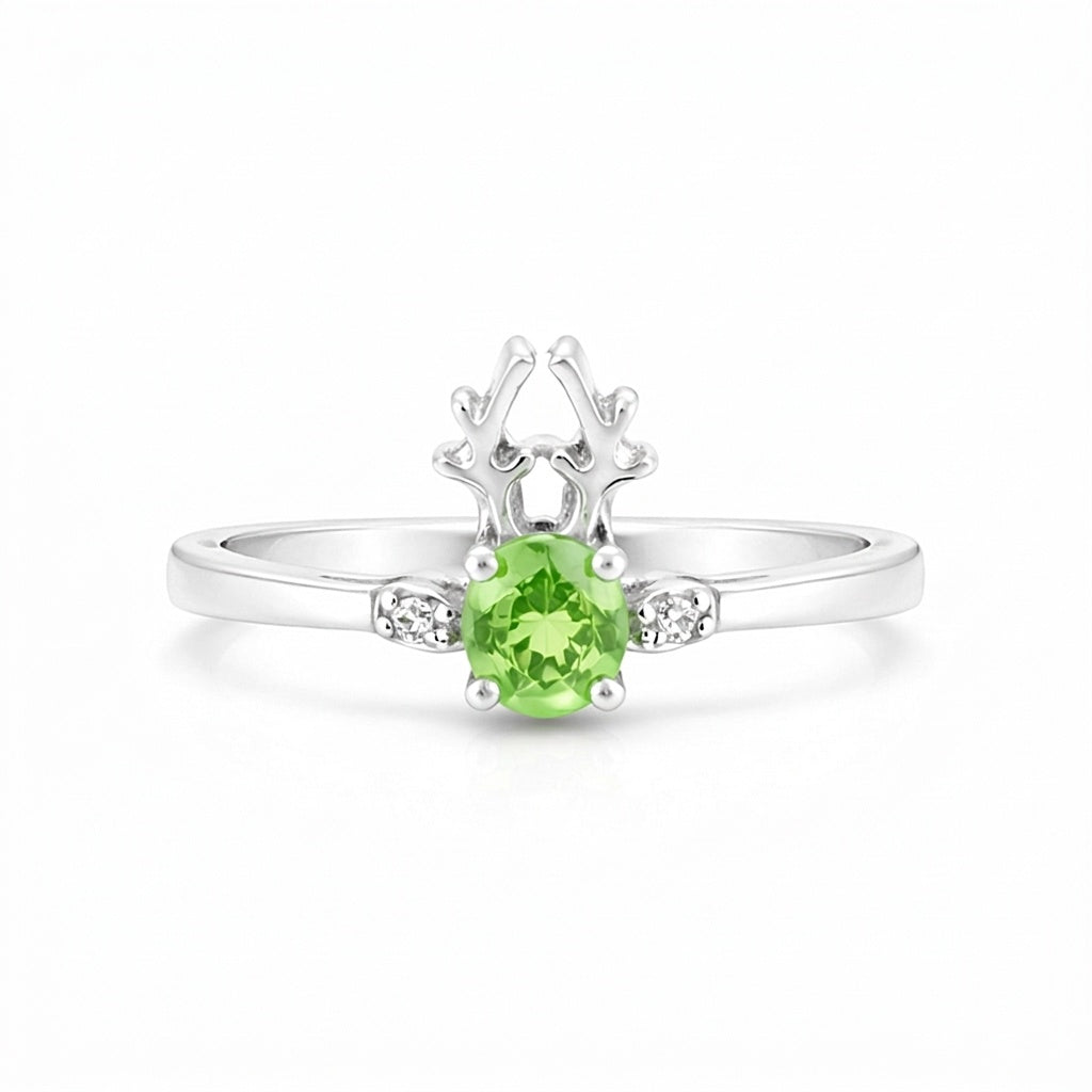 Green Amethyst Round Ring Set in 925 Sterling Silver for Her Trendy Pick