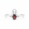 Women Oval Red Garnet Ring Handcrafted in 925 Sterling Silver for Wedding