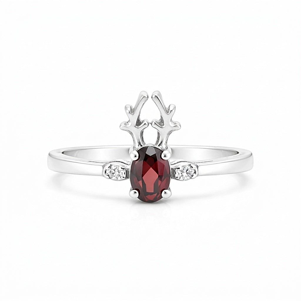 Women Oval Red Garnet Ring Handcrafted in 925 Sterling Silver for Wedding