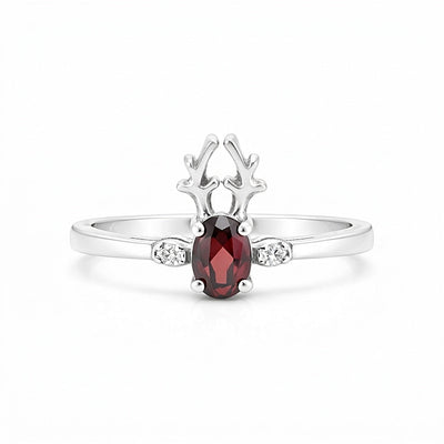 Women Oval Red Garnet Ring Handcrafted in 925 Sterling Silver for Wedding