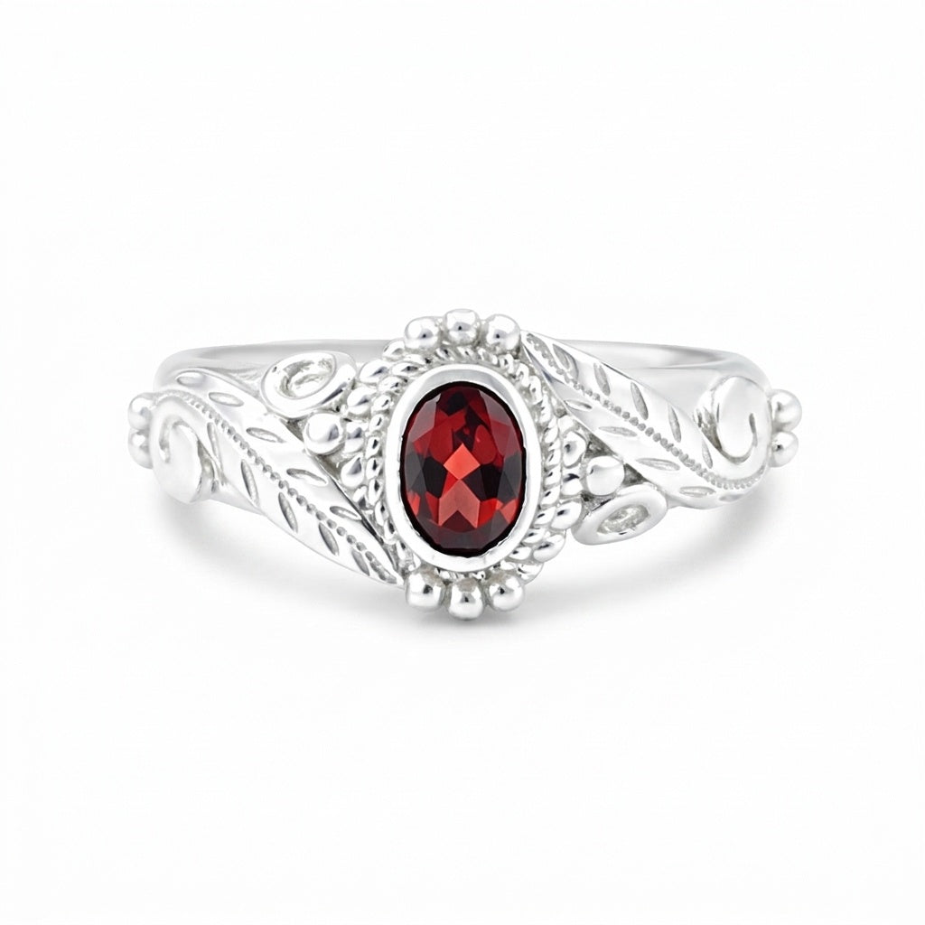Red Garnet 6.00 Ct Ring in 925 Sterling Silver Jewelry for Engagement Boho Style