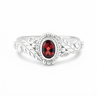 Red Garnet 6.00 Ct Ring in 925 Sterling Silver Jewelry for Engagement Boho Style
