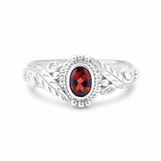 Red Garnet 6.00 Ct Ring in 925 Sterling Silver Jewelry for Engagement Boho Style
