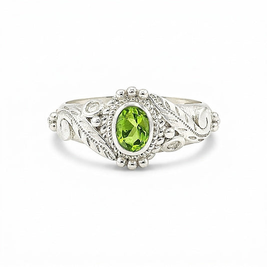 Certified Fashion Green Amethyst Oval Ring in 925 Sterling Silver for Her