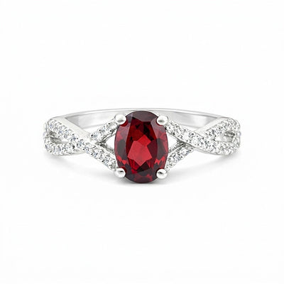 Red Ruby Oval Cut Ring 3.50 Ct in 925 Sterling Silver for Engagement Chic Design