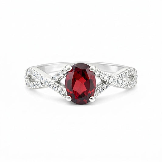 Red Ruby Oval Cut Ring 3.50 Ct in 925 Sterling Silver for Engagement Chic Design