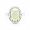 Oval Cabochon White Fire Opal Ring Crafted in 925 Sterling Silver for Her
