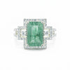 925 Sterling Silver Emerald Cut Green Emerald Ring 4.20 Ct for Wedding