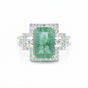 925 Sterling Silver Emerald Cut Green Emerald Ring 4.20 Ct for Wedding
