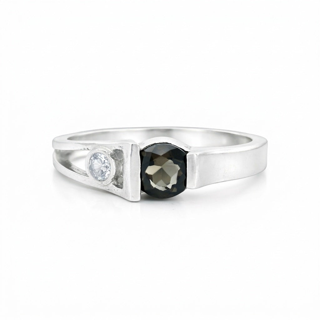 Certified Brown Topaz 4.70 Ct Round Cut Ring 925 Sterling Silver for Wedding