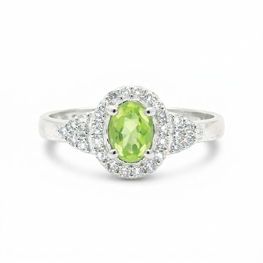 Fine Jewelry Green Amethyst Ring Oval Cut in 925 Sterling Silver for Anniversary