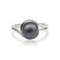 Black Pearl Round Ring Set in 925 Sterling Silver for Her Bridal Style
