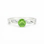 Elegant Round Green Amethyst Ring Handcrafted in 925 Sterling Silver for Women