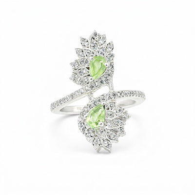925 Sterling Silver Green Amethyst Oval Cut Ring for Women Statement Piece