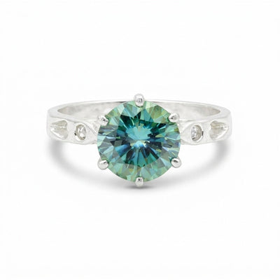 Blue Moissanite Ring 4.85 Ct Round Cut 925 Sterling Silver for Wedding