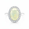 Oval Cabochon Cut White Fire Opal 3.65 Ct Ring in 925 Sterling Silver for Women