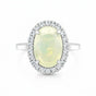 Oval Cabochon Cut White Fire Opal 3.65 Ct Ring in 925 Sterling Silver for Women