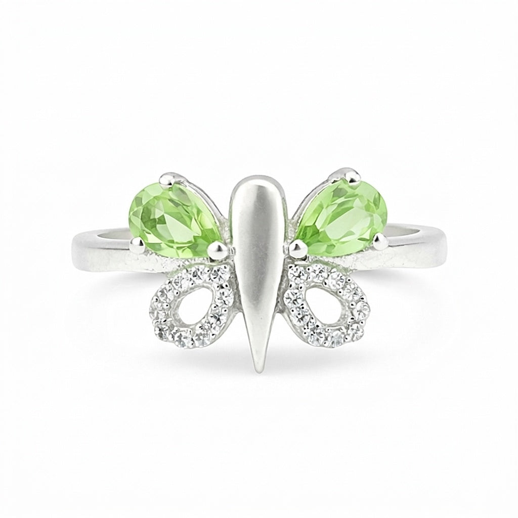 Green Amethyst Pear Cut Ring 5.65 Ct in 925 Sterling Silver for Women Boho Style