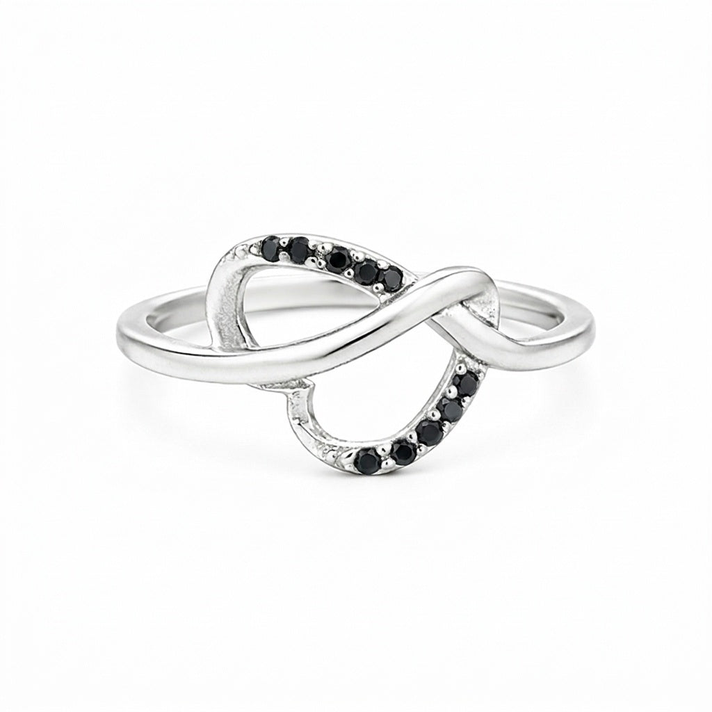 Everyday Wear Black Moissanite Round Ring in 925 Sterling Silver for Anniversary