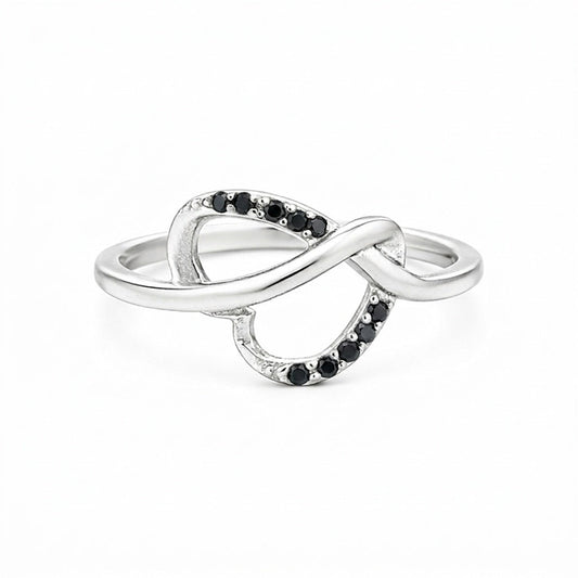 Everyday Wear Black Moissanite Round Ring in 925 Sterling Silver for Anniversary