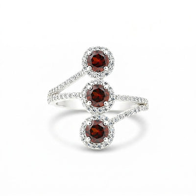 Red Garnet 3.50 Ct Round Cut Ring in 925 Sterling Silver for Wedding Chic Design