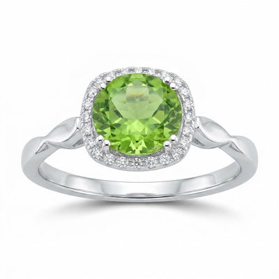 Statement Round Green Amethyst Ring in 925 Sterling Silver for Women Chic Design