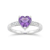 Certified Heart Purple Amethyst Ring in 925 Sterling Silver for Women Boho Style