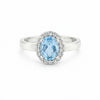 3.65 Ct Blue Aquamarine Oval Ring in 925 Sterling Silver for Wedding Boho Style