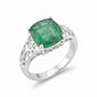 Designer Green Emerald Ring Cushion Cut in 925 Sterling Silver for Engagement