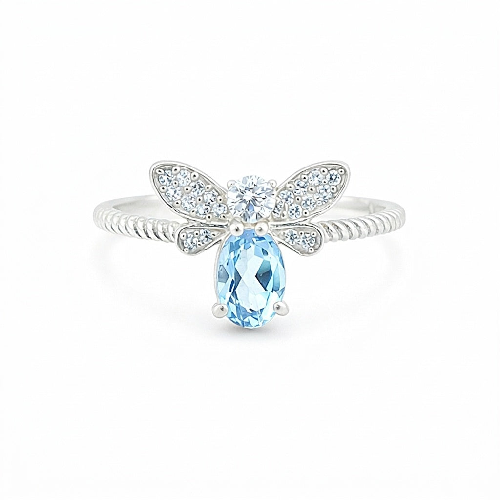 Certified Blue Aquamarine Oval Ring Crafted in 925 Sterling Silver Gift for Her