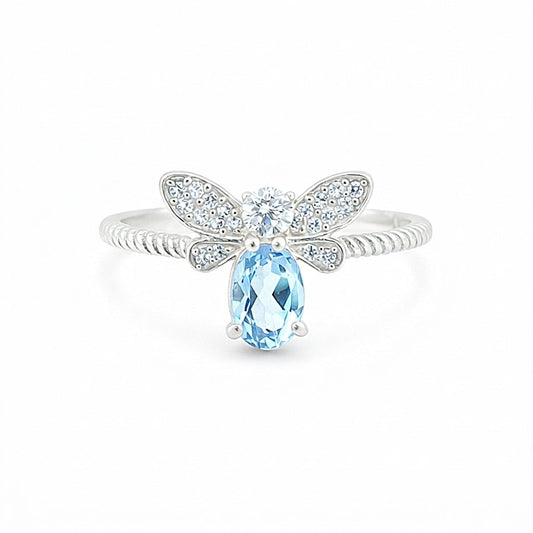 Certified Blue Aquamarine Oval Ring Crafted in 925 Sterling Silver Gift for Her