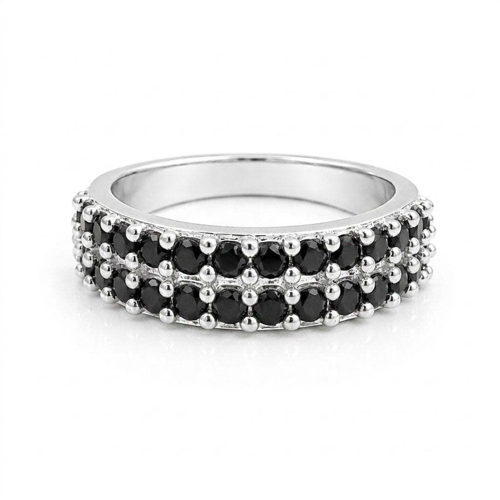 Certified Solitaire Black Moissanite Round Ring in 925 Sterling Silver