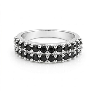 Certified Solitaire Black Moissanite Round Ring in 925 Sterling Silver