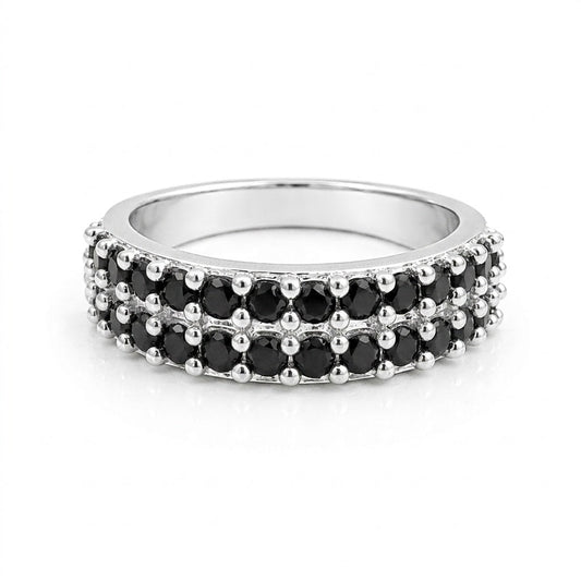 Certified Solitaire Black Moissanite Round Ring in 925 Sterling Silver