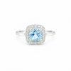 Round Blue Aquamarine Gift for Her Ring in 925 Sterling Silver Designer Look