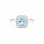 Round Blue Aquamarine Gift for Her Ring in 925 Sterling Silver Designer Look