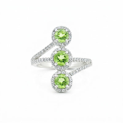 Green Amethyst Round Cut Ring 6.50 Ct in 925 Sterling Silver for Anniversary
