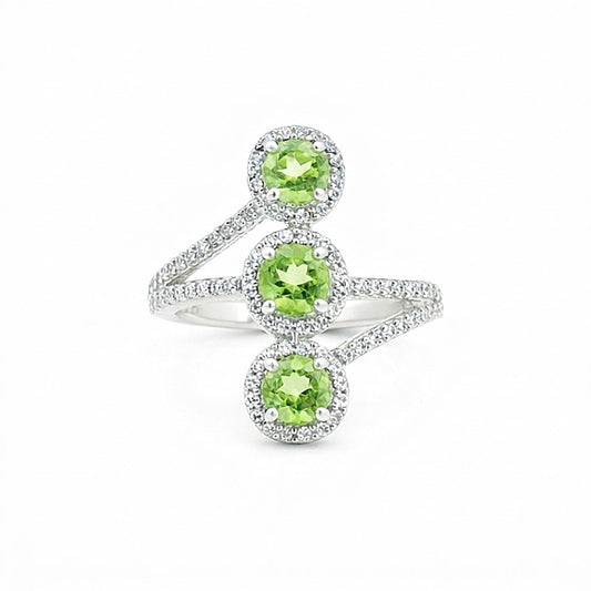 Green Amethyst Round Cut Ring 6.50 Ct in 925 Sterling Silver for Anniversary